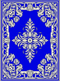 Elegant Ivory Floral Blue Border Rug