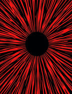 Striking Red Rays On Black Background Rug
