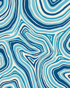 Blue Flowing Abstract Swirls Pattern Rug