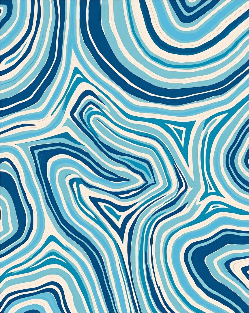 Blue Flowing Abstract Swirls Pattern Rug