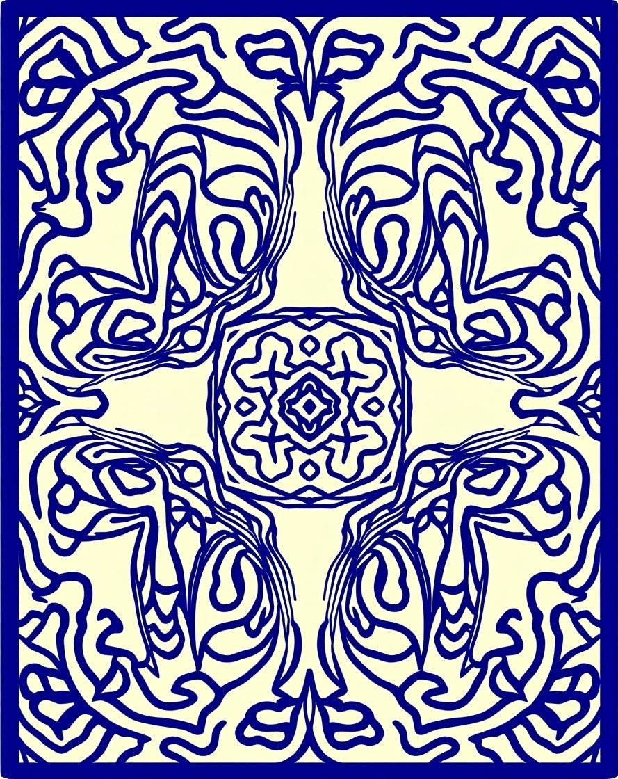 Elegant Blue Swirling Pattern Design Rug