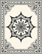 Elegant Black White Mandala Pattern Rug