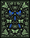 Midnight Garden Moth Butterfly Design Rug