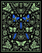 Midnight Garden Moth Butterfly Design Rug