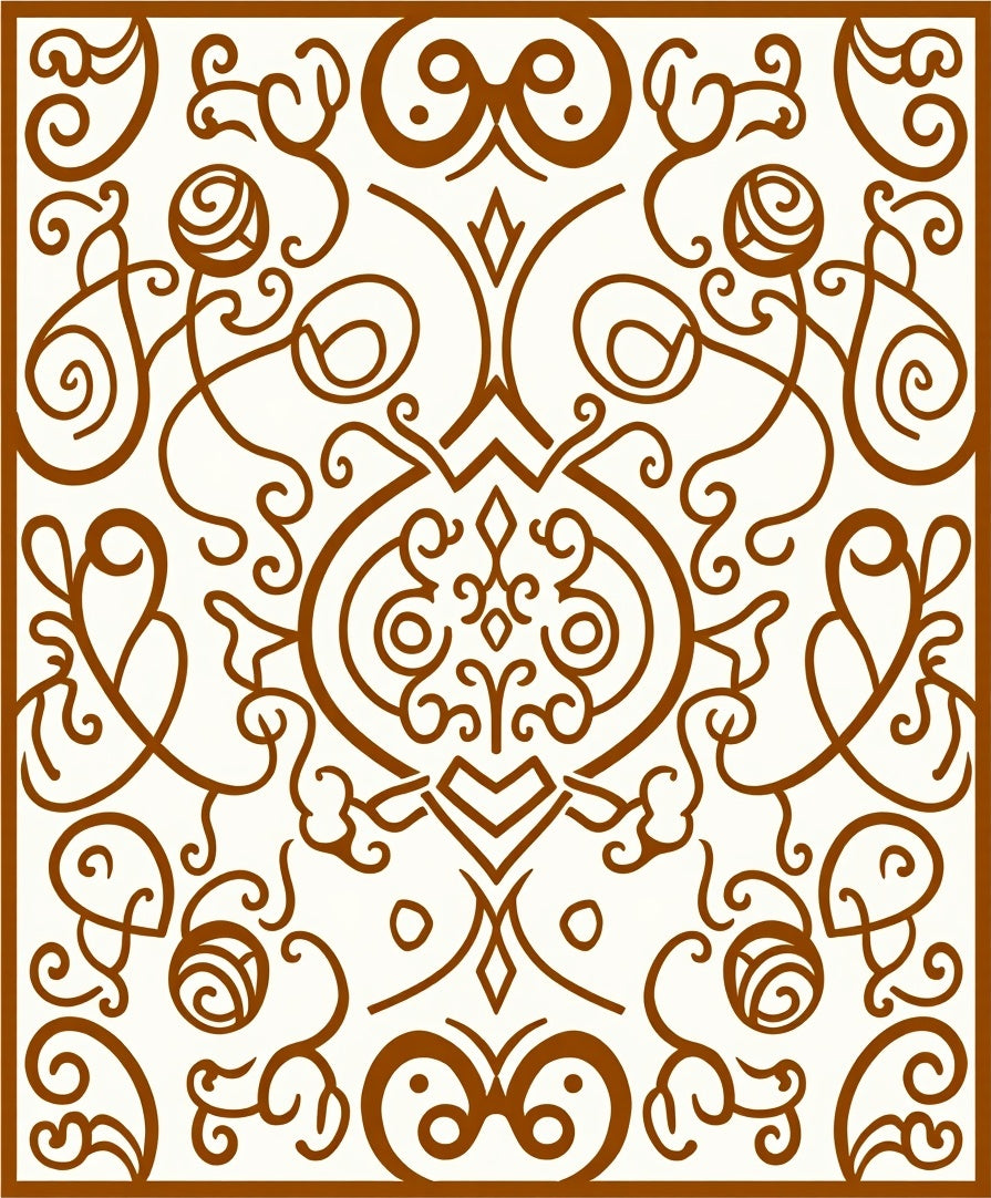 Ornate Floral Scrollwork Pattern Rug