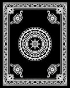 Intricate Black White Floral Mandala Border Rug