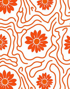 Groovy Orange Daisy Wavy Pattern Rug