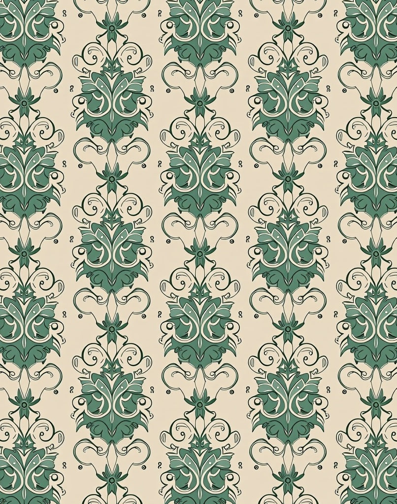 Green Floral Damask Vintage Pattern Rug