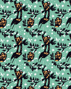 Whimsical Black Gold Creature Garden Rug