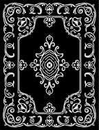 Ornate Scrollwork Black and White Classic Pattern Rug