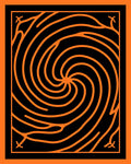Abstract Swirl Pattern Orange Black Rug