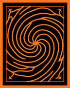 Abstract Swirl Pattern Orange Black Rug