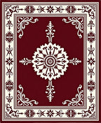 Ornate Cream Crimson Floral Medallion Rug