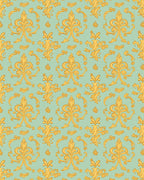 Gold Flourish Damask Pattern Rug