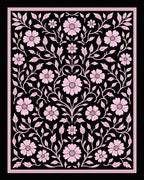 Pink Floral Vine Scroll Design Rug