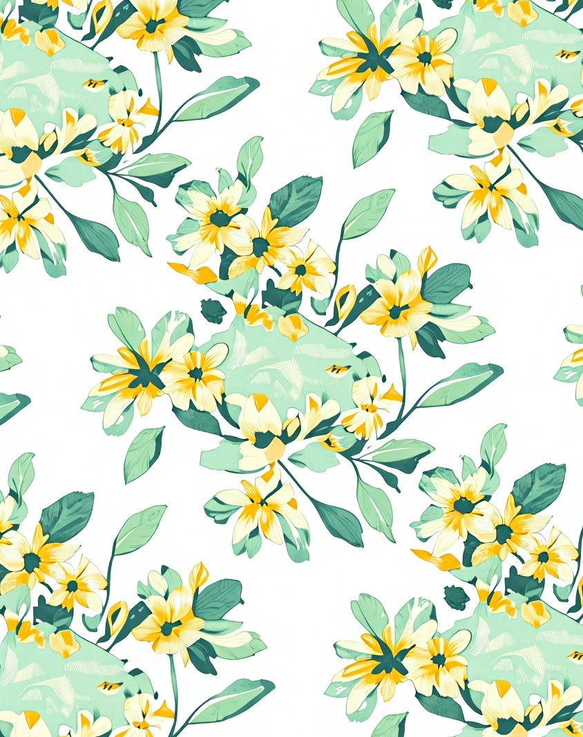 Yellow Daisy Floral Pattern Rug