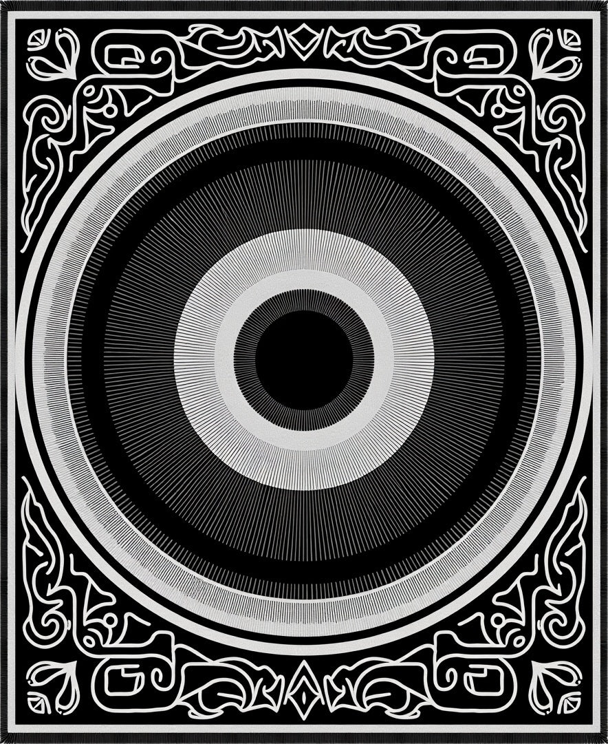 Monochromatic Concentric Circles Border Rug