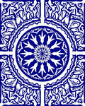 Ornate Blue White Mandala Pattern Rug