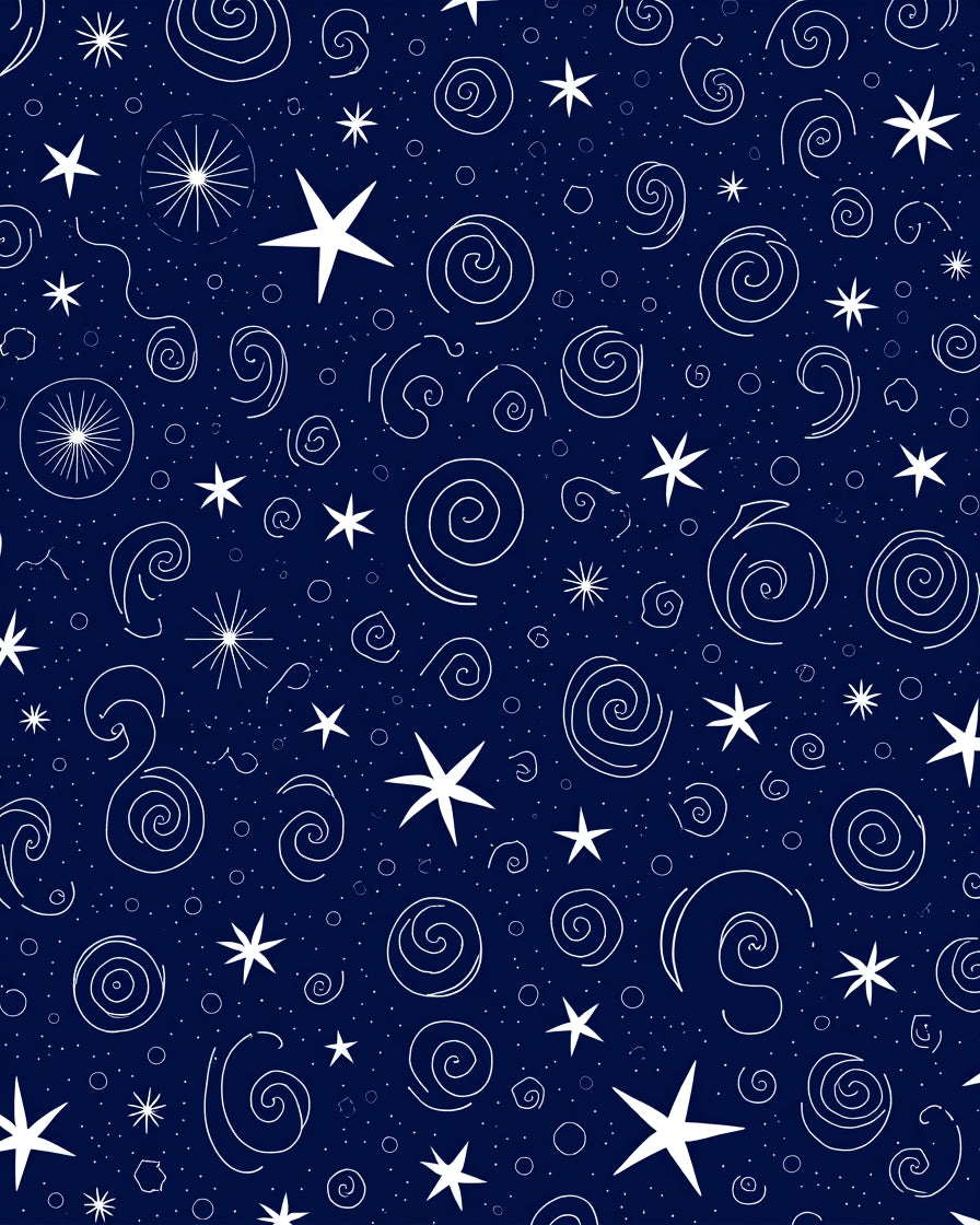 Celestial Swirls Stars Pattern Rug