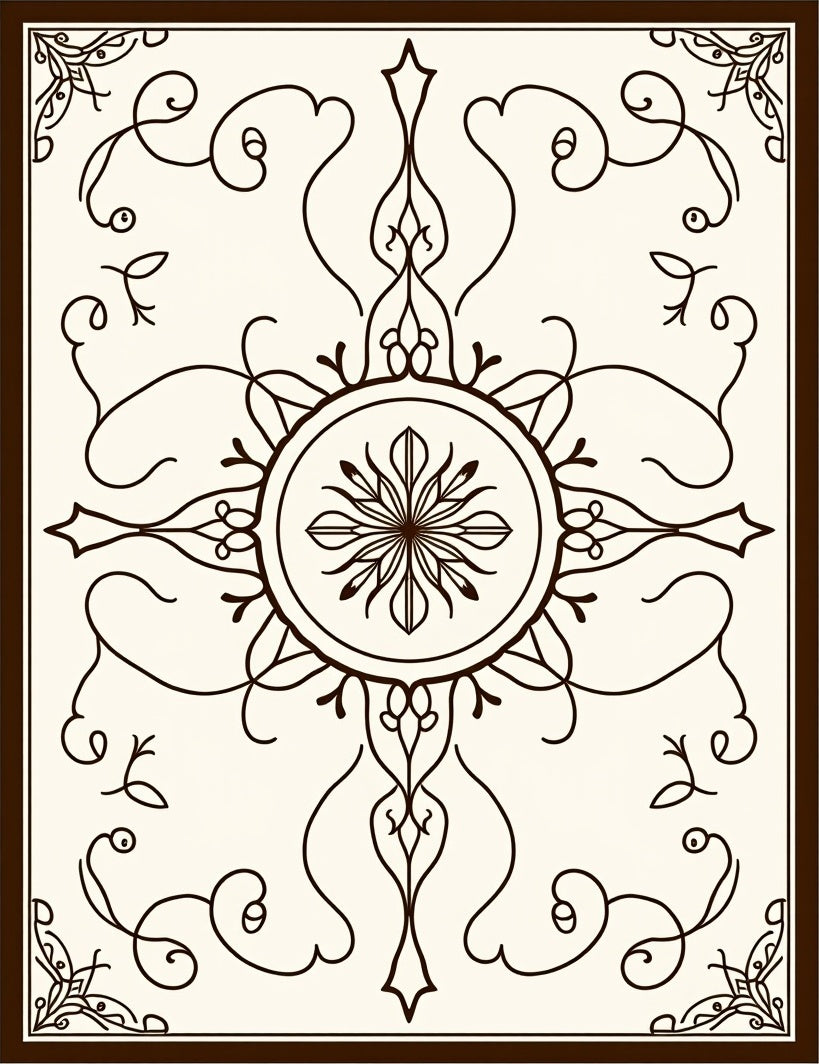 Intricate Scrollwork Ornamented Mandala Design Rug