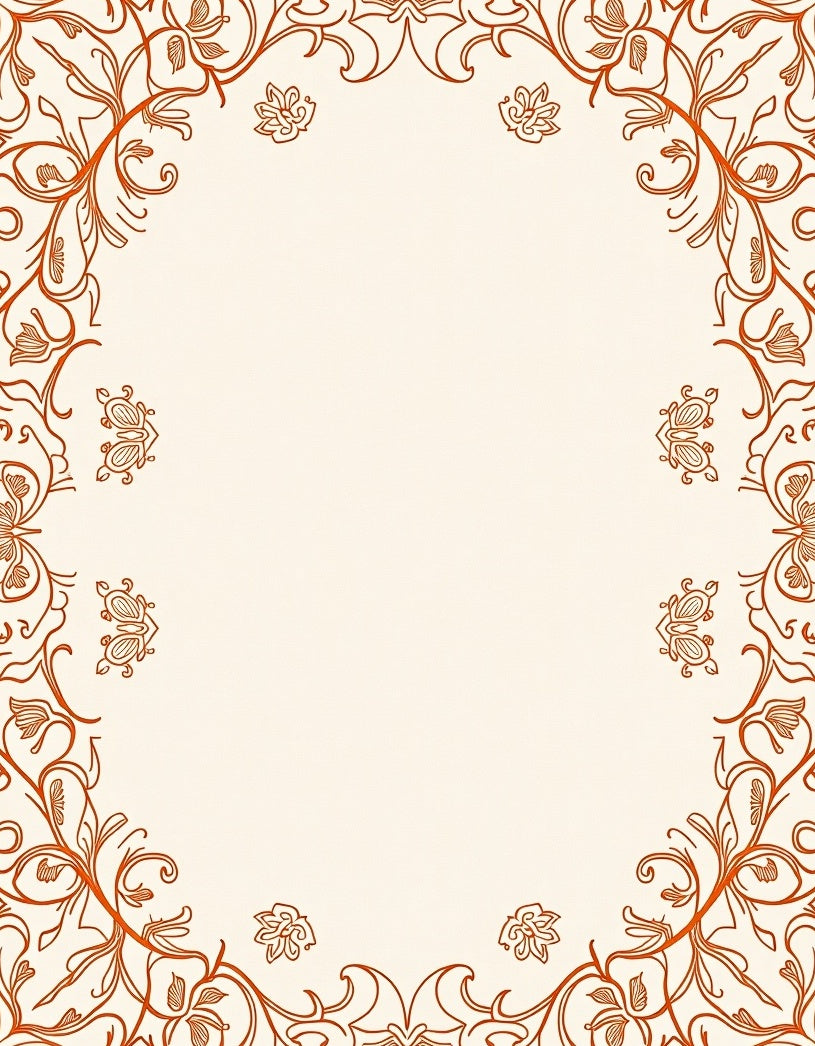 Elegant Floral Vine Scroll Border Rug