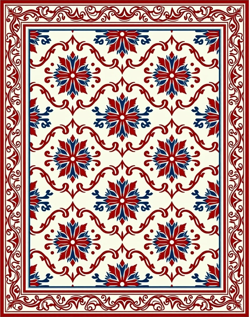 Classic Floral Medallion Lattice Rug