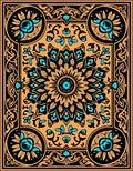 Mandala Floral Black Orange Rug