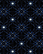 Dark Blue Geometric Floral Pattern Rug