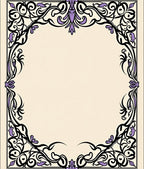 Elegant Black Violet Floral Scroll Rug
