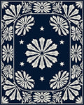 Navy Ivory Floral Star Pattern Rug