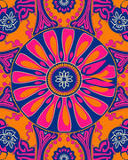 Vibrant Flower Mandala Pattern Design Rug