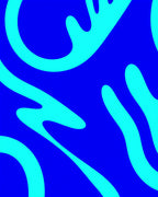 Bold Blue Curving Organic Pattern Rug