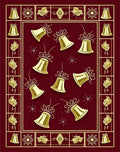 Gold Bell Holiday Festive Scatter Rug