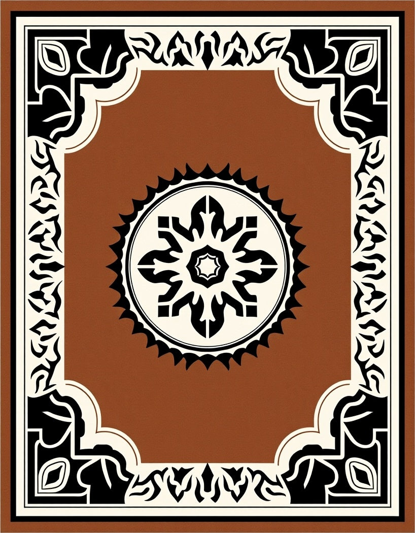 Vintage Framed Floral Medallion Rug
