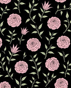 Pink Rose and Lily Floral Pattern Rug