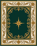 Ornate Floral Green Gold Border Rug