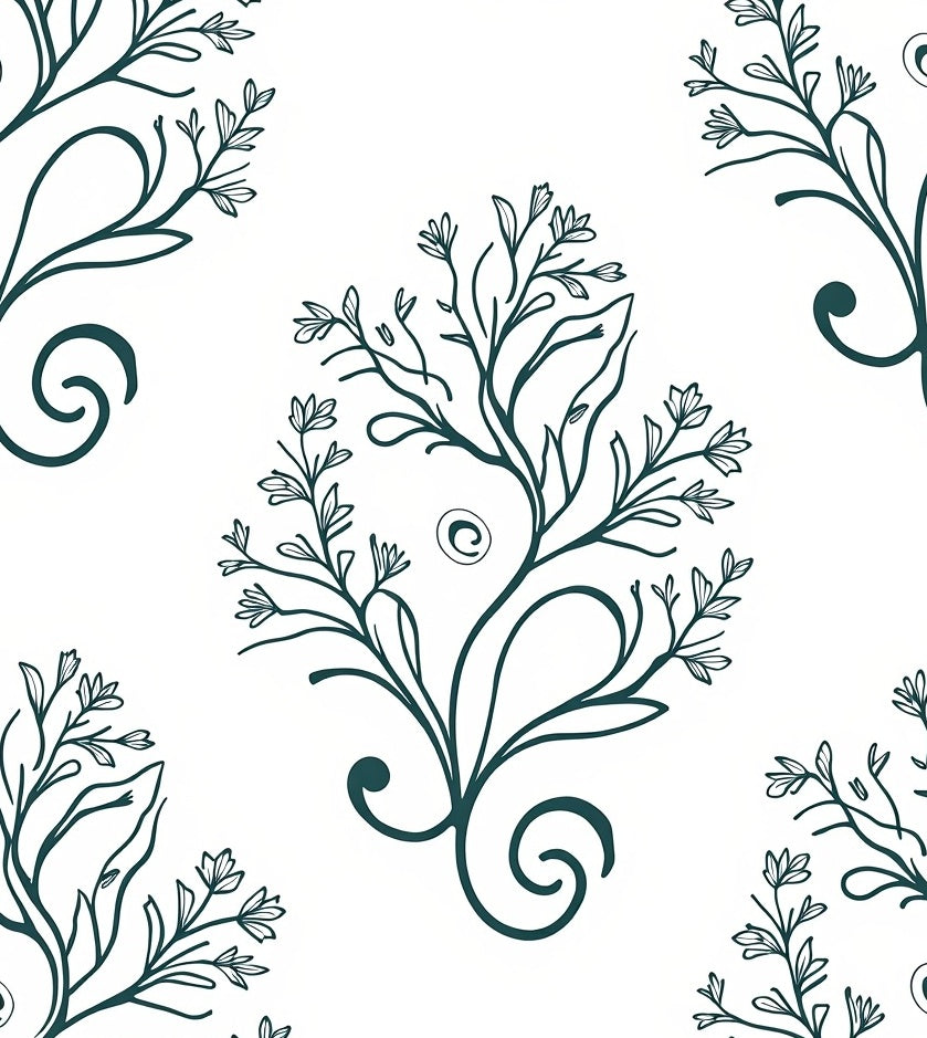 Vine Leaf Swirl Floral Pattern Rug