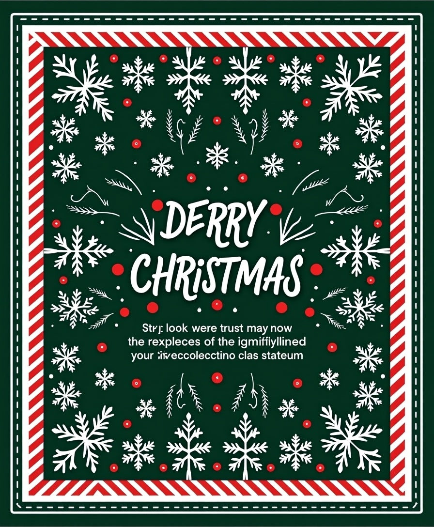 Festive White Snowflakes Red Border Rug