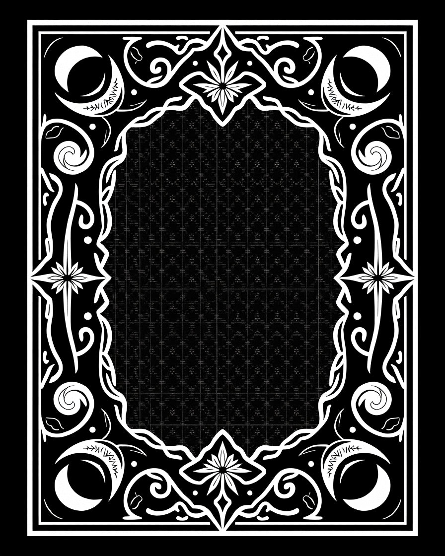 Mystical Celestial Crescent Floral Border Rug