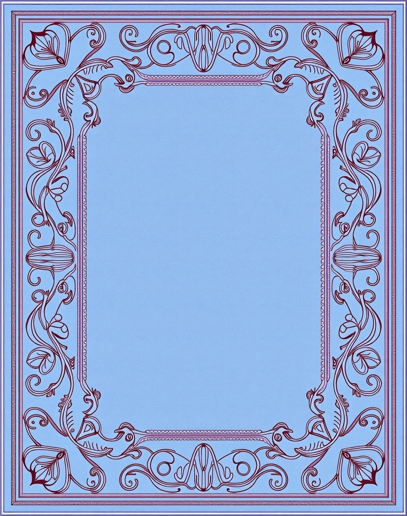 Elegant Scrollwork Floral Border Design Rug