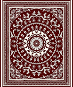 Rich Maroon Floral Mandala Pattern Rug