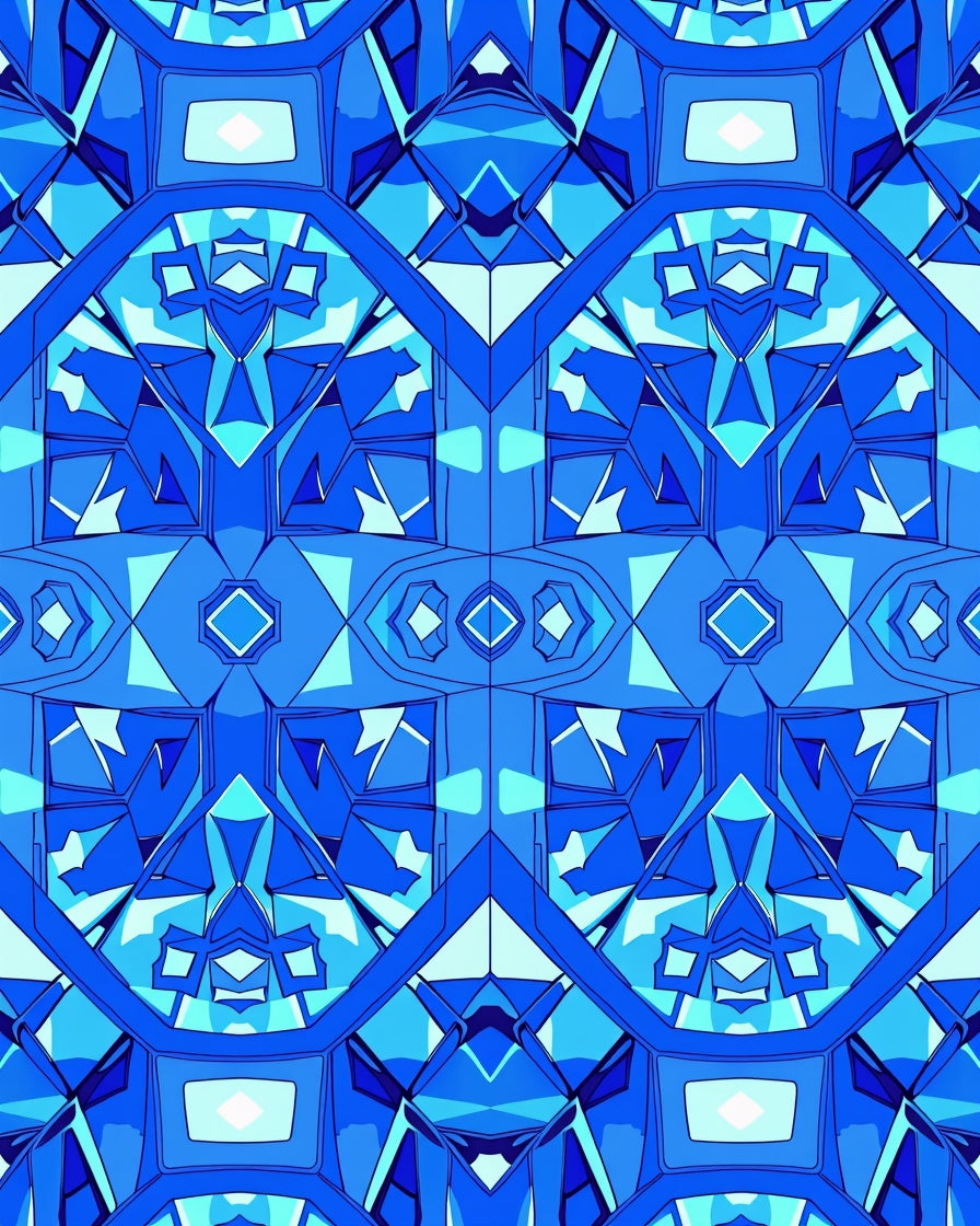 Geometric Diamond Blue Pattern Rug