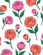 Pink Orange Floral Pattern Rug