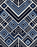 Geometric Blue White Diamond Pattern Rug