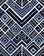 Geometric Blue White Diamond Pattern Rug