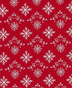 Red Snowflake Scrollwork Pattern Design Rug