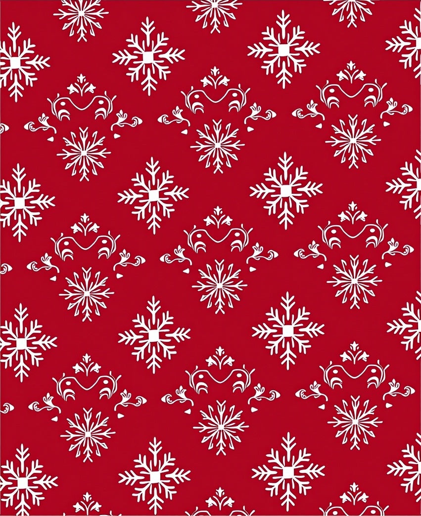 Red Snowflake Scrollwork Pattern Design Rug