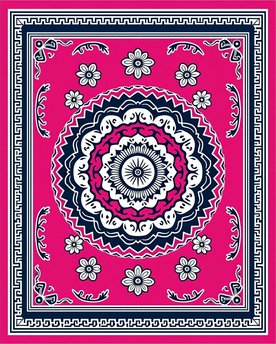 Vibrant Mandala Flower Patterned Rug