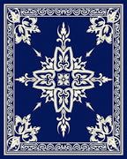 Ornate Cobalt Floral Scroll Rug