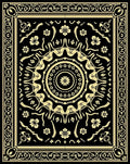 Black Gold Floral Mandala Rug